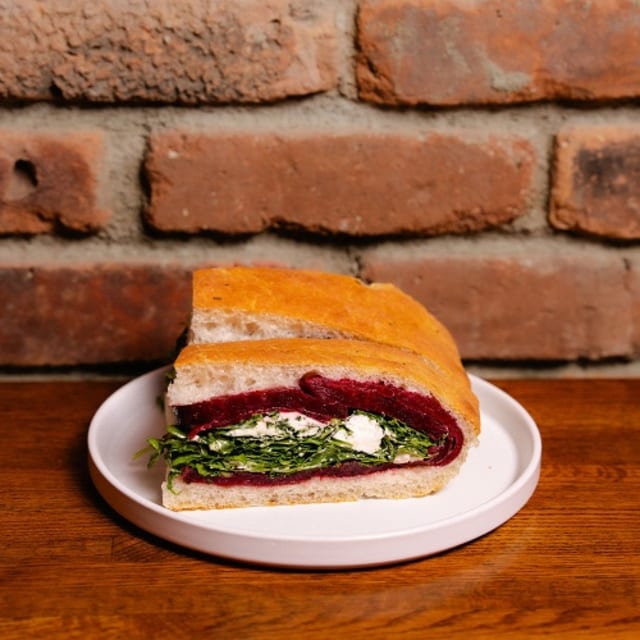 Beet and Goat Cheese Sandwich.