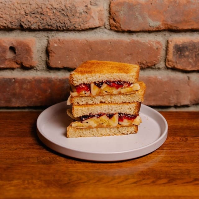 Grilled Peanut Butter and Jelly Sandwich.
