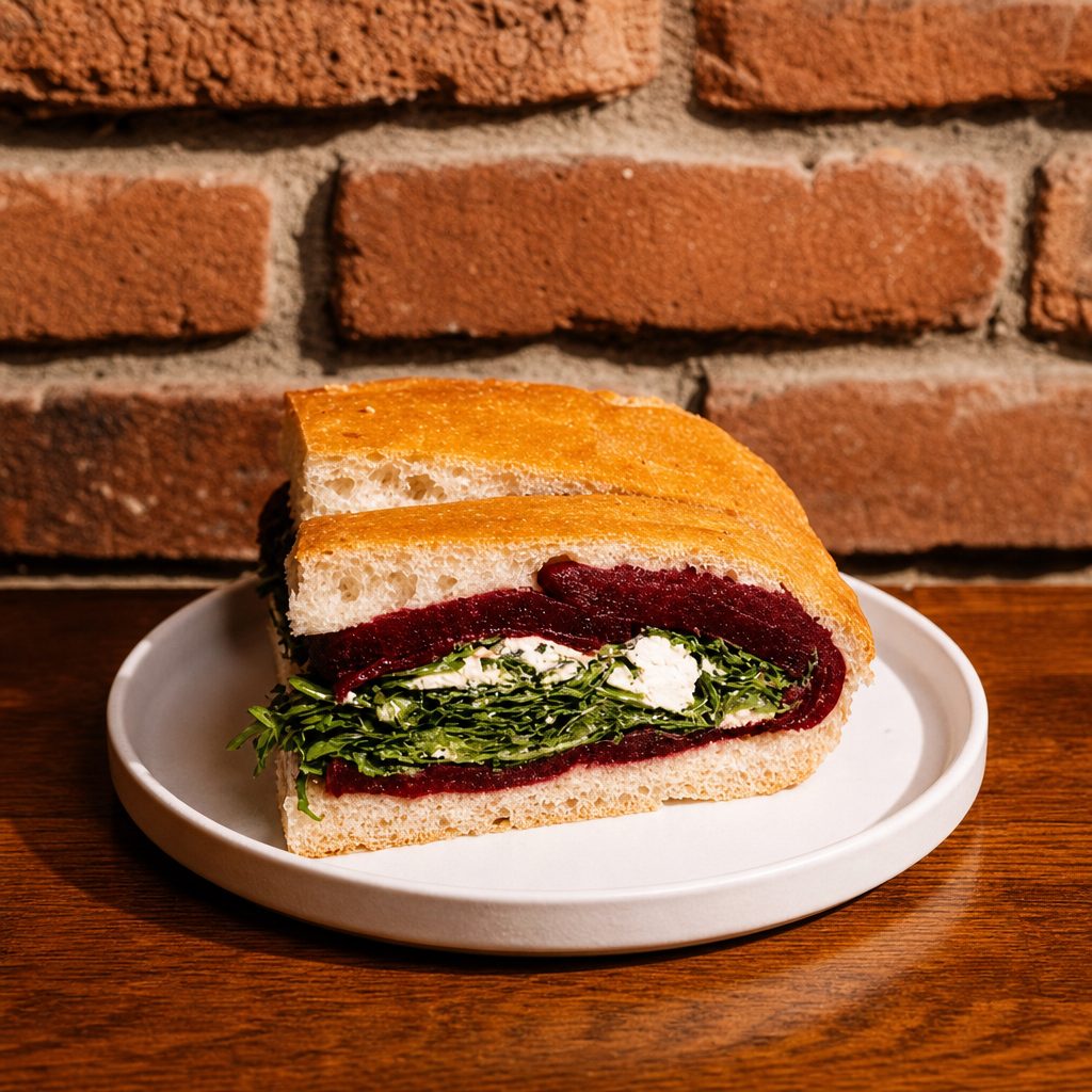 Beet and Goat Cheese Sandwich.