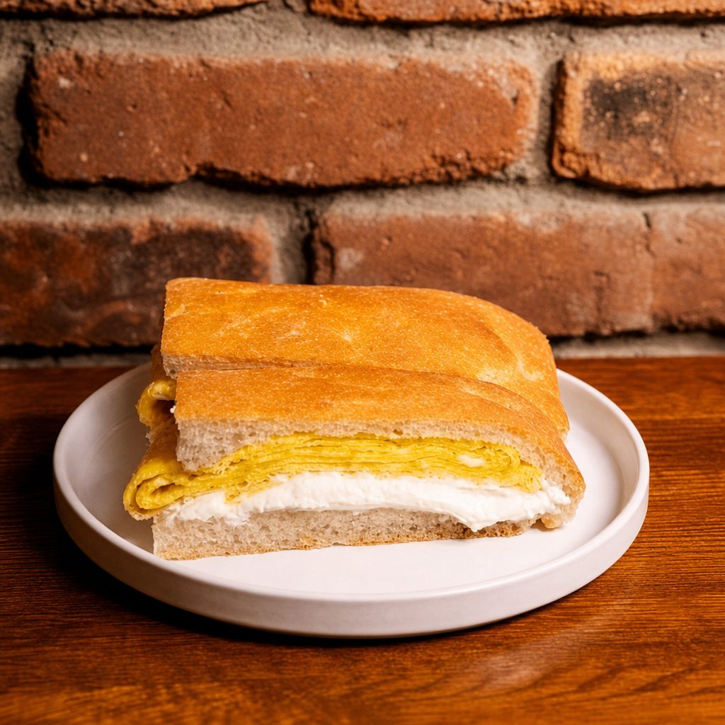 Ricotta and Egg Sandwich.
